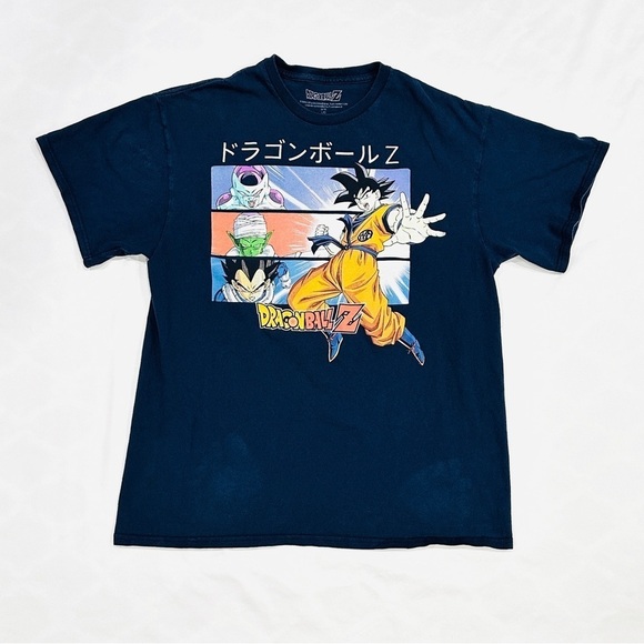 Dragon Ball Z Goku Frieza Anime Manga Navy Blue Graphic T-Shirt - Picture 1 of 7